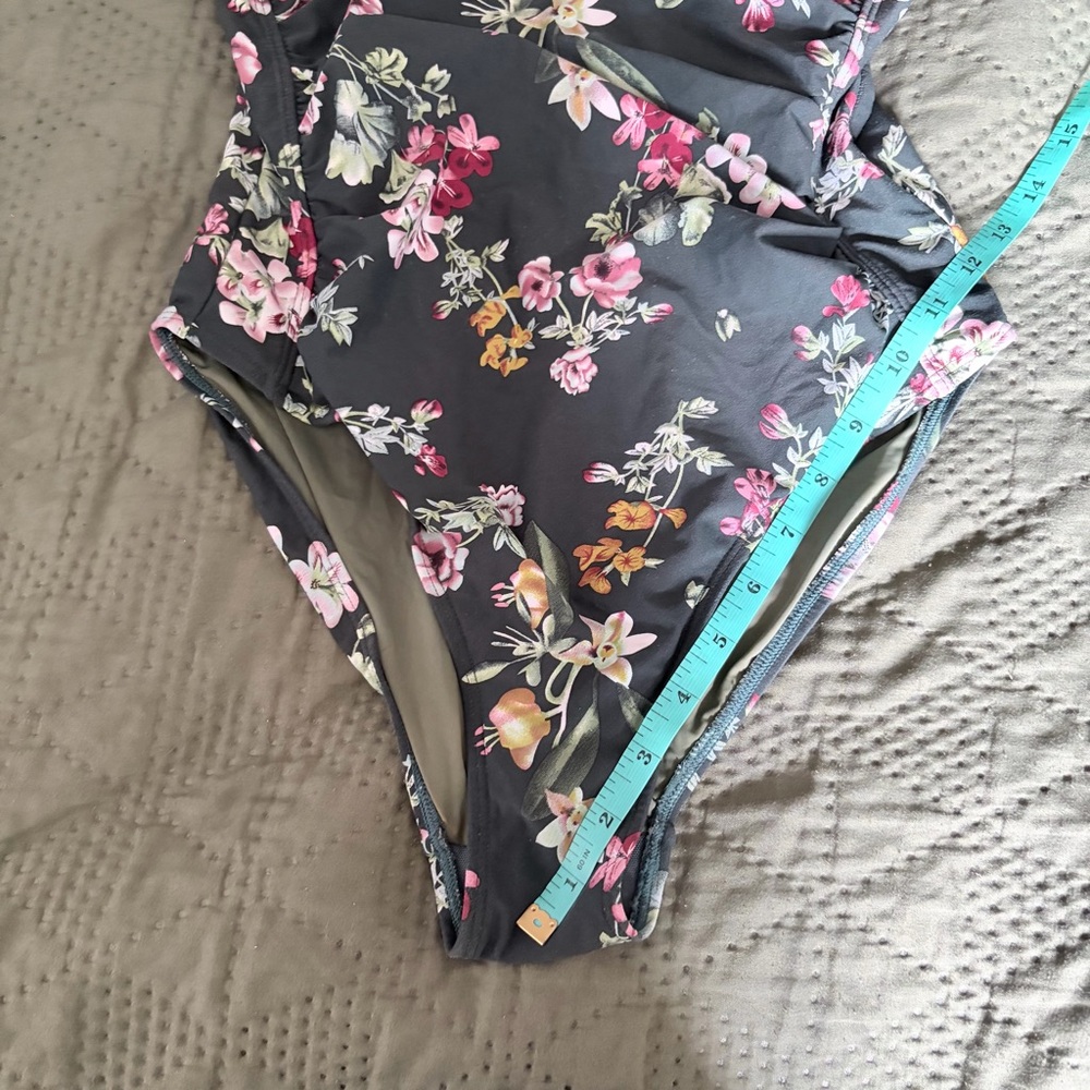 Niptuck Swim Floral One Piece Tummy Control Swimsuit Green Pink Size 8 - Picture 7 of 9